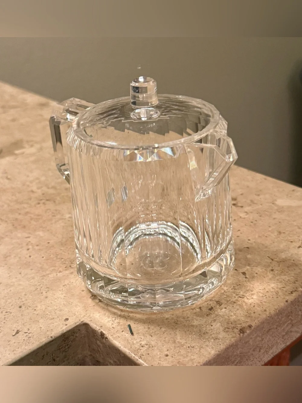 Vintage Clear Acrylic Ribbed Creamer Pitcher with Matching Lid